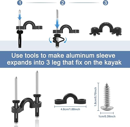Miniatura 3 de HLOGREE Paquete de 24 asas para kayak, mango de transporte de kayak con remaches, asas de repuesto para kayak, asas de kayak para