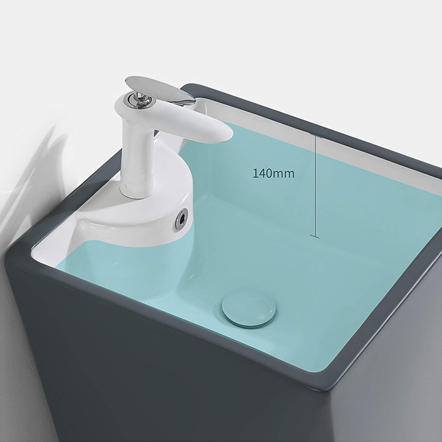 Northern Europe Creativity Pedestal Sink, Modern Simplicity Bathroom Sink Vessel with Overflow Drain, for Bathroom, Balcony,Black,B (Gray A)