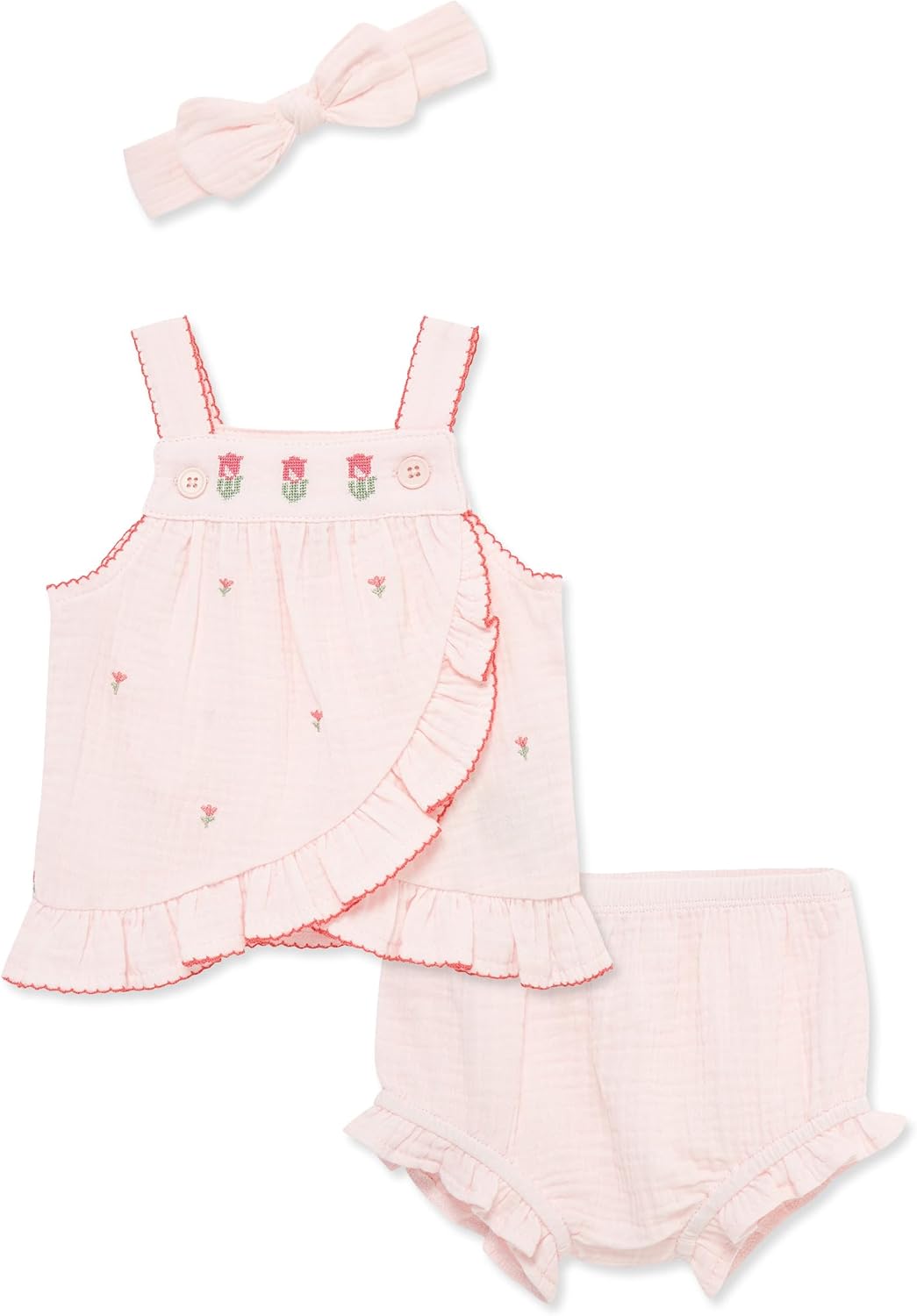 Little Me Clothes for Baby Girls' Woven Sunsuit and Headband Set, 3-12 Months