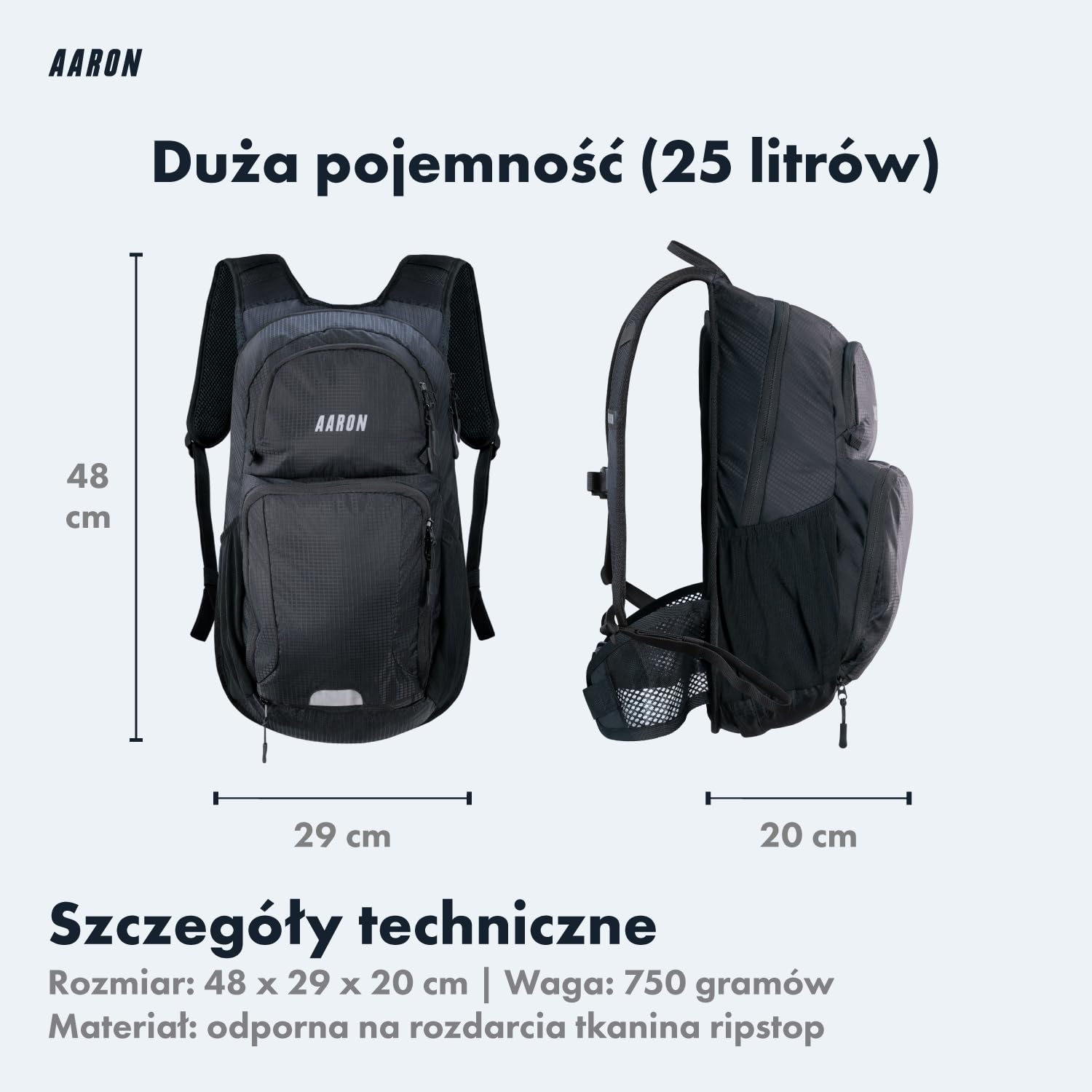AARON Plecak rowerowy i plecak turystyczny, 8 l lub 25 l, plecak rowerowy, wodoszczelny, z ochroną przed deszczem, mały plecak narciarski, dla kobiet i mężczyzn