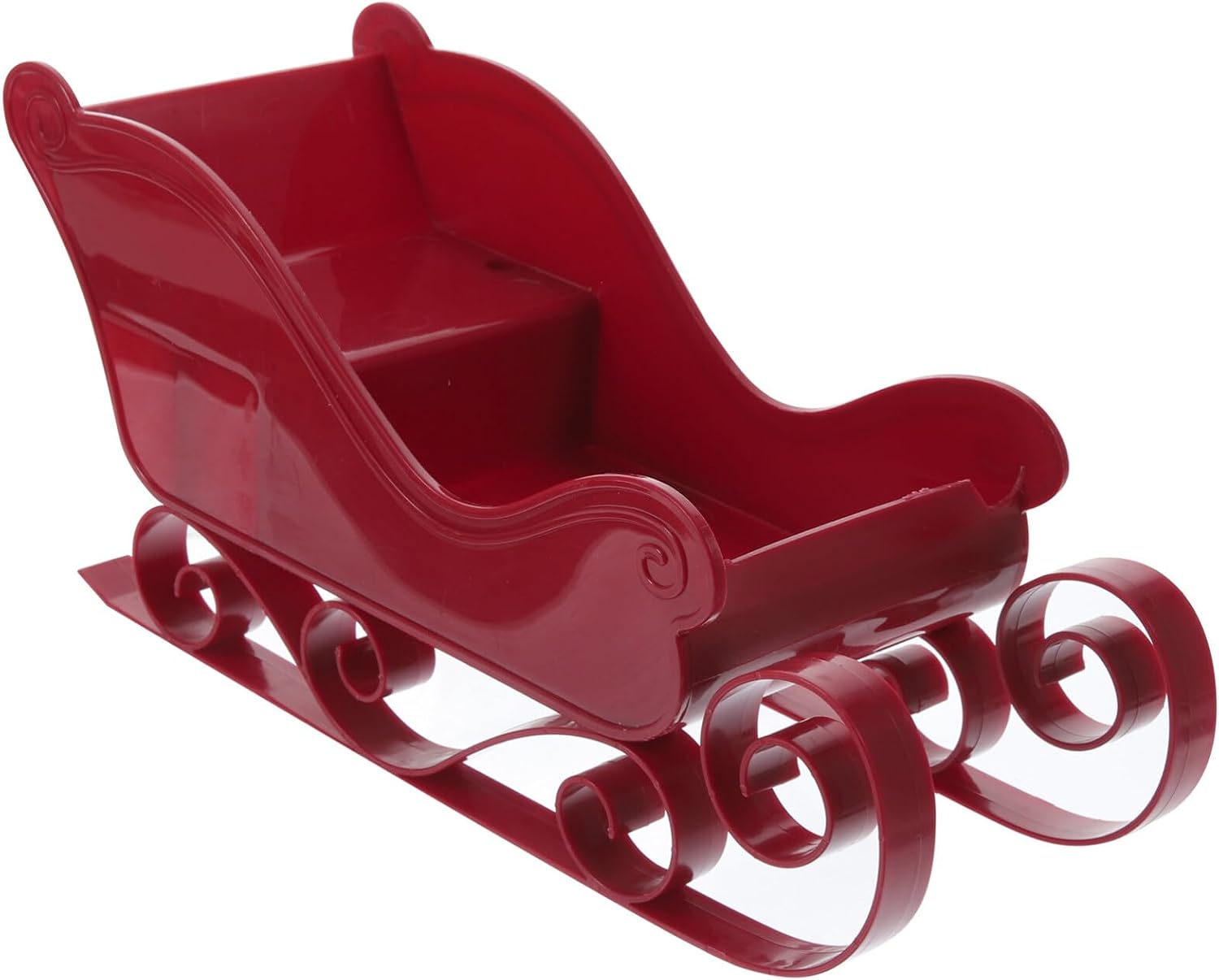 STOBOK Christmas Sleigh Ornament Mini Sled Model Decoration Plastic Santa Sleigh Adornment for Christmas Xmas Party Layout Desktop Centerpiece Decor, Red, 11.00X4.72X4.13inch