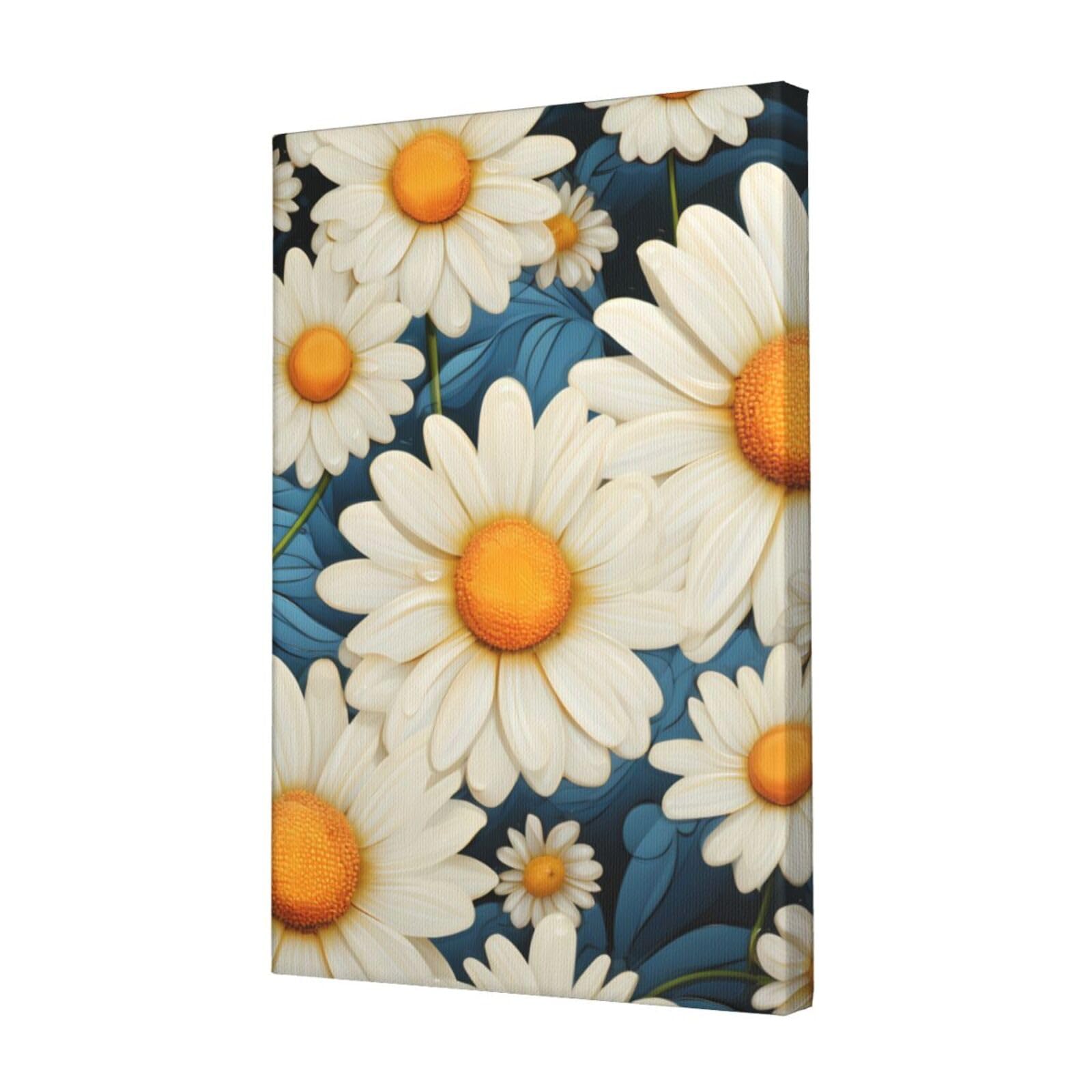 FodPand Daisy Canvas Wall Art for Living Room Wall Decor 12"x18" Modern Artwork Painting Pictures Hanging Canvas Prints Aesthetic Wall Art for Bedroom Bathroom Office Wallart Decor