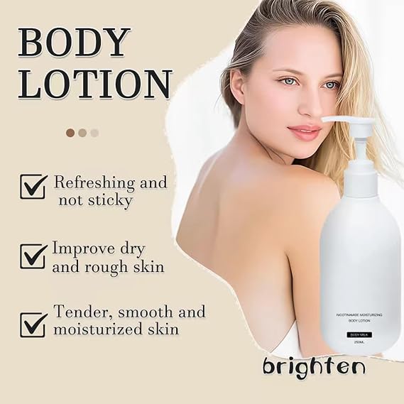 Original Niacinamide Whitening Body Lotion, Moisturizing Body Lotion From Korea, 250ml Long Lasting Brightening & Moisturizing, Gentle and Improve Skin Texture, Non-Greasy (1pcs)