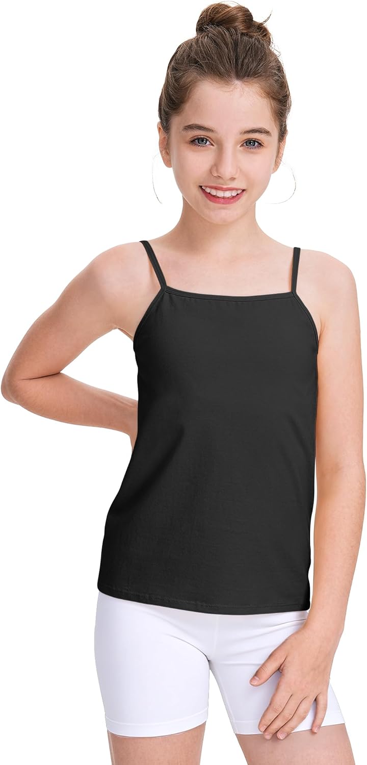 BOOPH Girls Camisole Undershirts Kids Tank Tops Training Bra Cotton Basic Cami for Teen Girl 9-14Y
