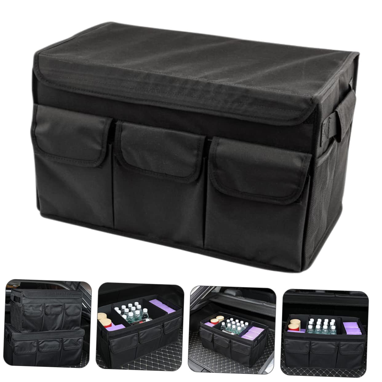 Zerodeko Organizer Box per Bagagliaio Auto, Scatola Organizer Oxford Nero, Grande Capacità, Pieghevole e Pratica per Riordino Rapido in Auto e Casa