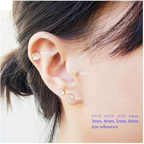 Miniatura 5 de Adabele Auténtica plata de ley con circonita cúbica y diamantes de piedra preciosa de abril, hipoalergénicos, sin níquel, resistentes al deslustre,