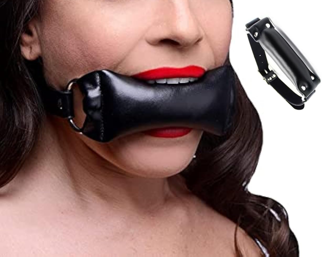 Padded Pillow Mouth Gag Leather Bondage Toys Lip Separator Sex Gag Muzzles Open Mouth Gag Bondage Gag Mouth Spreader Faux Leather Bondage Restraints Bite Gag Adult Sex Toys