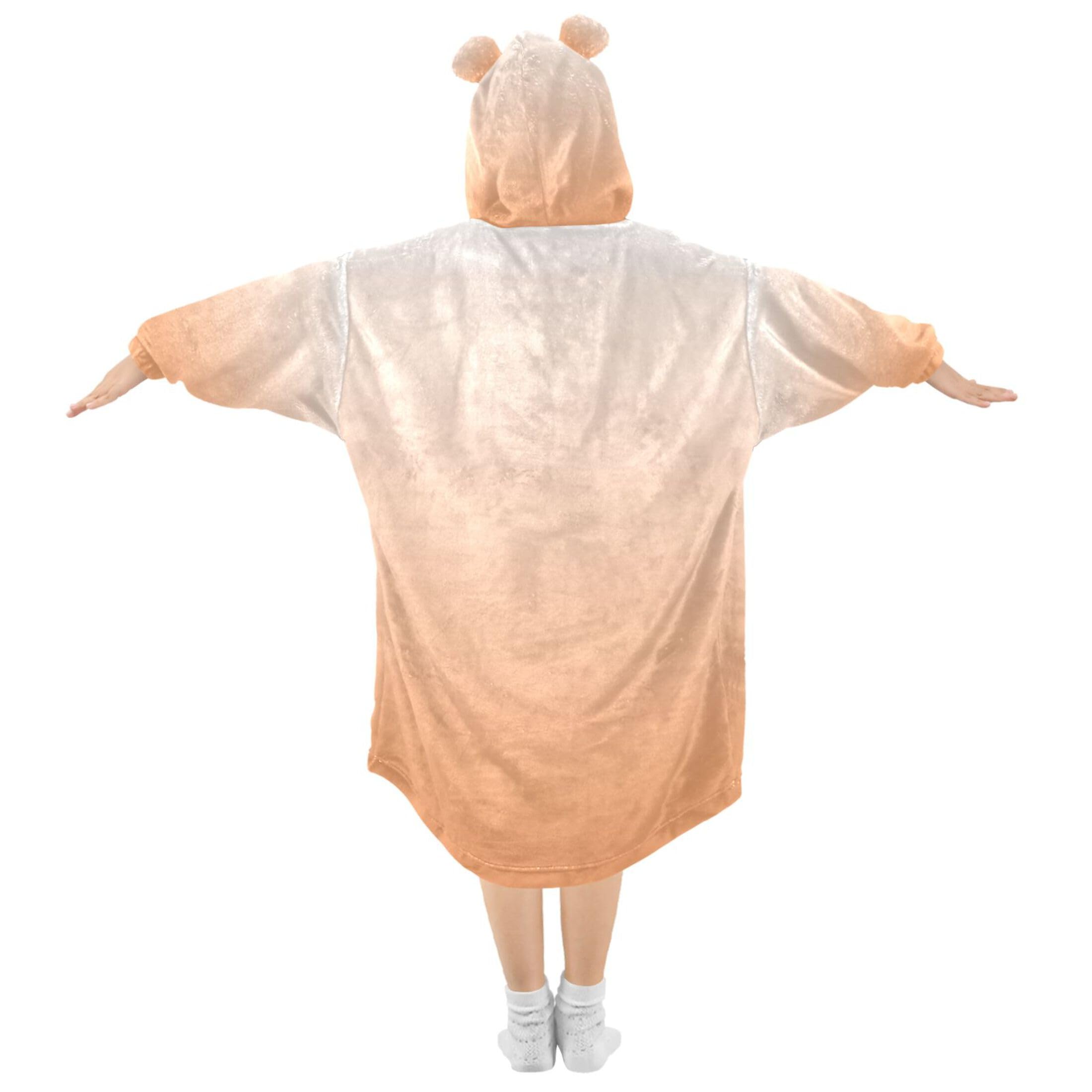 S Husky Gradient Orange Kids Wearable Blanket Hoodie with Pocket and Sleeves for Toddlers, Cute Hoodies Girls Boys