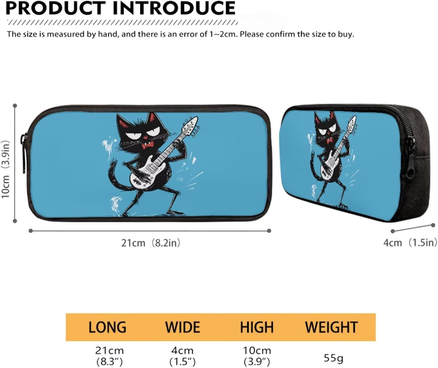 Xoenoiee Black Cat Guitar Pattern Backpack Set 3 Pieces Large Capacity Teen Boys 17in-School Backpack+Lunch Bag+Pencil Bag for Students Back to School