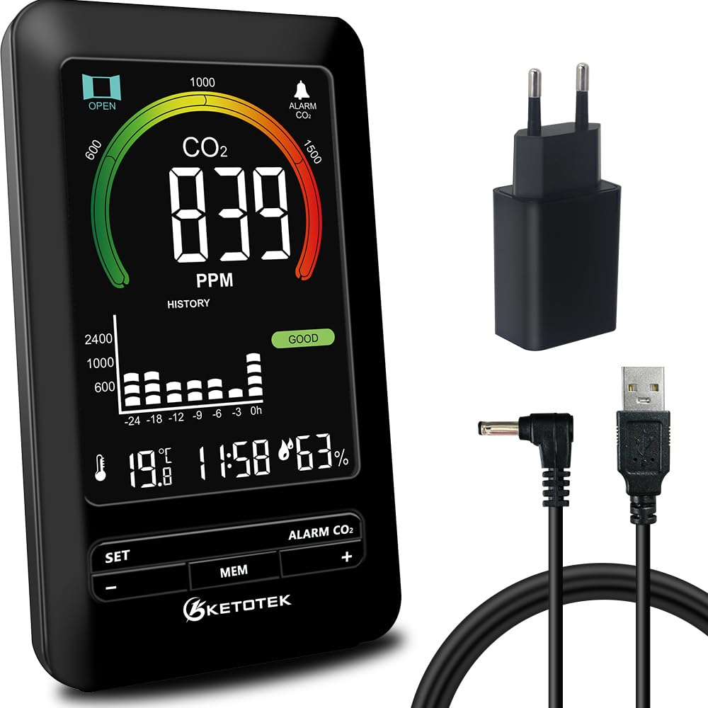 Détecteur De CO2 Portable - Qualité Air - Alarme Couleur/Son