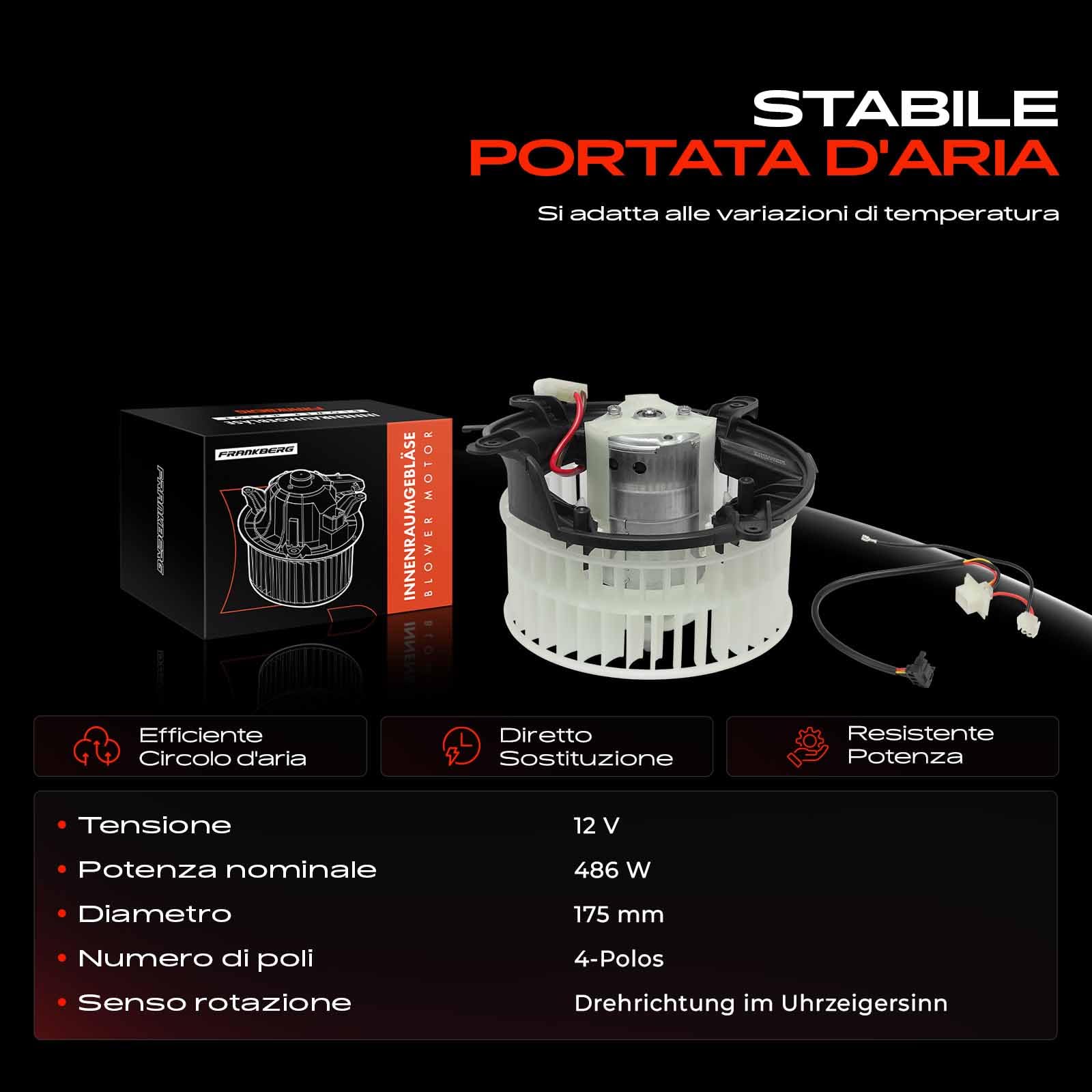 Frankberg Motore del ventilatore Ventilatore del riscaldamento Compatibile con X3 F25 Serie 1 E81 X1 E84 Serie 3 Touring E91 Serie 1 E87 Replace# 700218