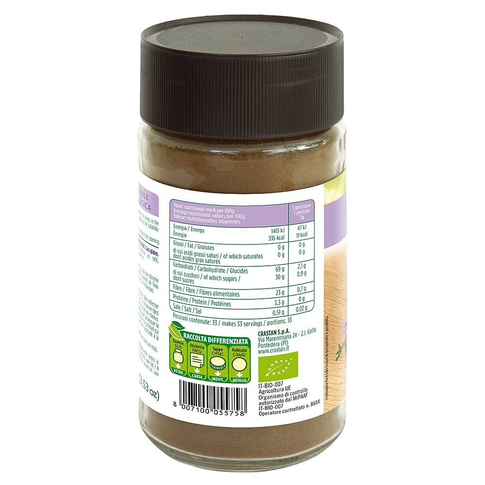 Crastan Cicoria Solubile da Agricoltura Biologica Senza Glutine - 6 vasetti da 100 gr