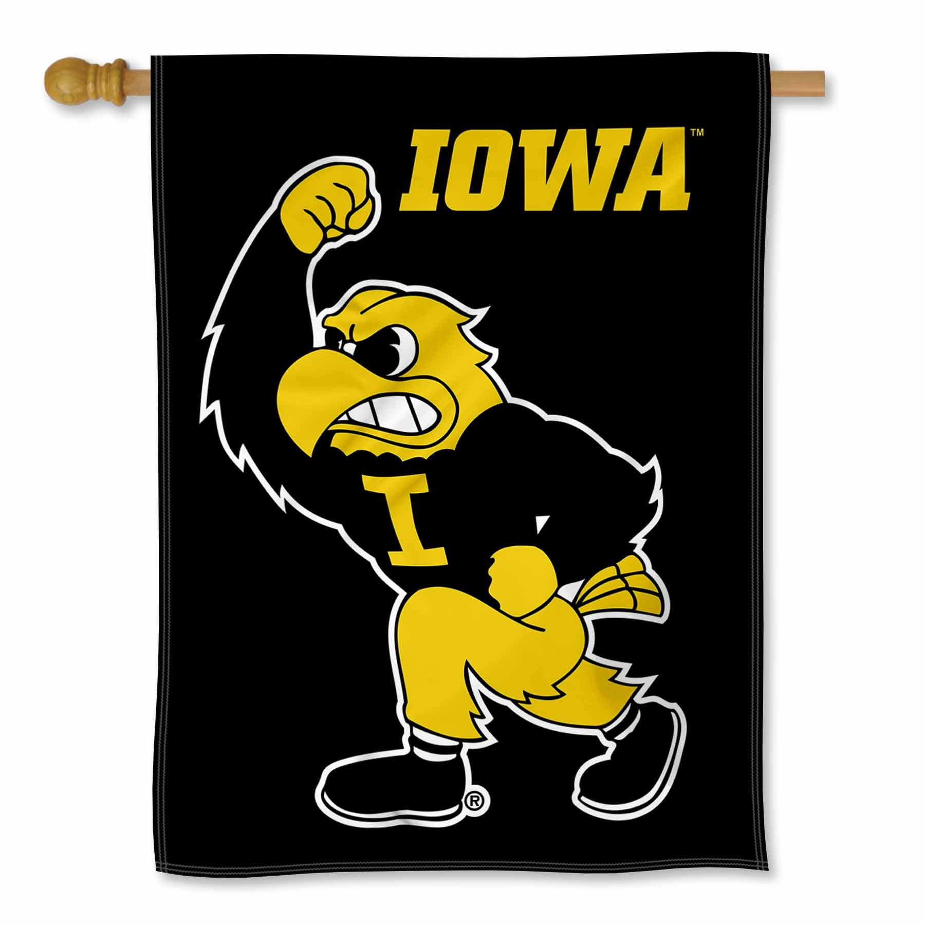 Iowa Herky Mascot Double Sided House Flag