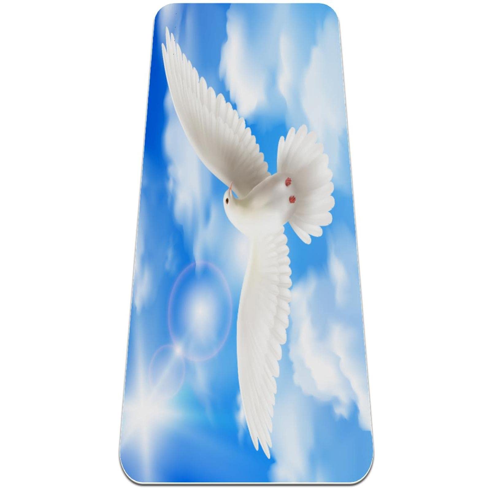 Pentcost White Pigeon Dove Blue Sky Clouds Extra Thick Yoga Mat - Eco Friendly Non-Slip Exercise & Fitness Mat Workout Mat for All Type of Yoga, Pilates and Floor Exercises 72x24in