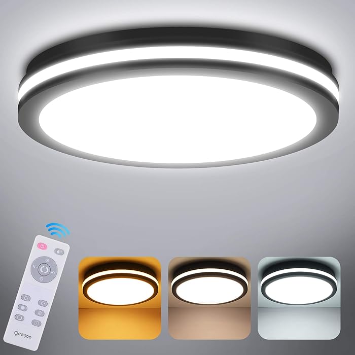 Buy Oeegoo 10Inch 24W Black LED Ceiling Light, 2400LM Dimmable EdgeLit Flush Mount LED Ceiling