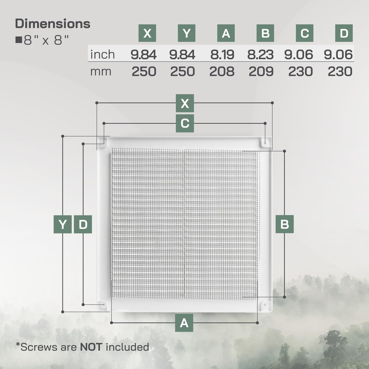 Griglia Di Ventilazione Quadrata Incassabile 10cm Con Zanzariera In ABS Colore Bianco 17x17x1cm EDM - Foto 7