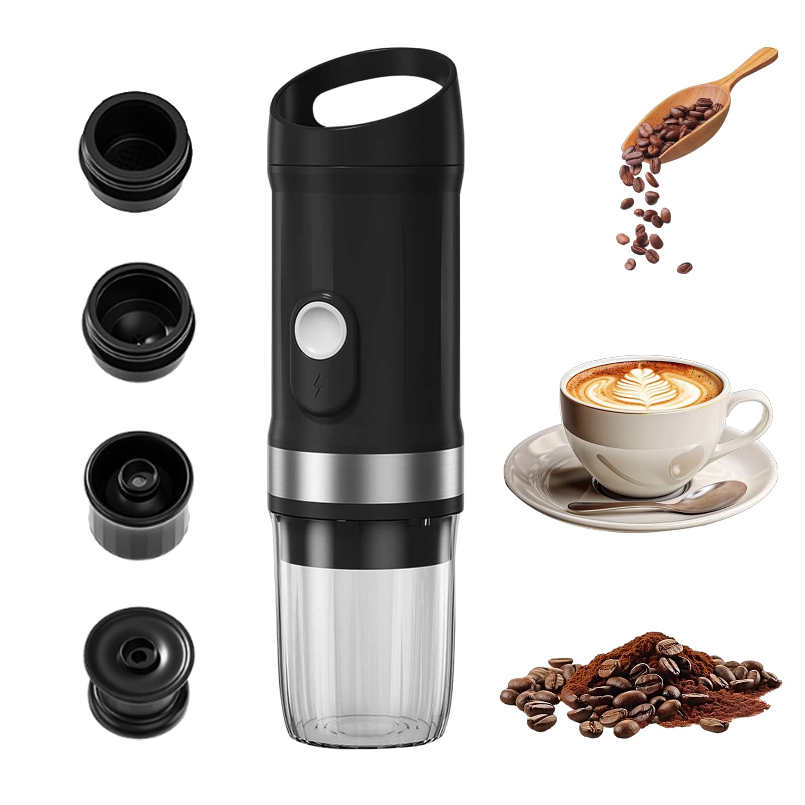Máquina de café espresso portátil, 20 bar, cafetera eléctrica con autocalentamiento, compatible con cápsulas NS, café en polvo, 80 ml, pequeña cafetera de viaje para camping, senderismo, oficina