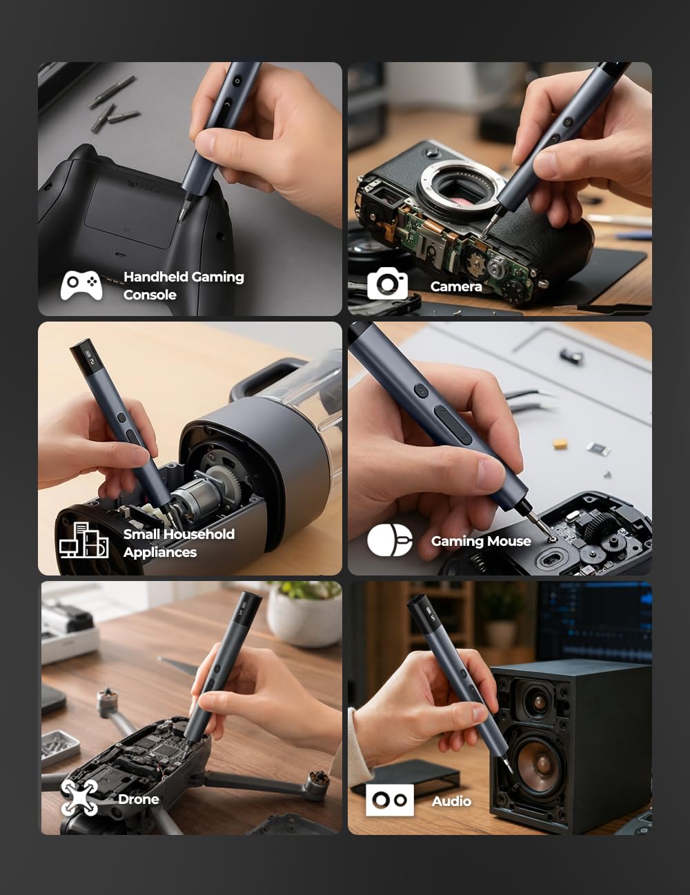 Juego de mini destornilladores eléctricos, 80 en 1, pequeño destornillador eléctrico de precisión con 5 niveles de par, máximo 0.75 N.m, batería de 500 mAh, kit de destornilladores eléctricos