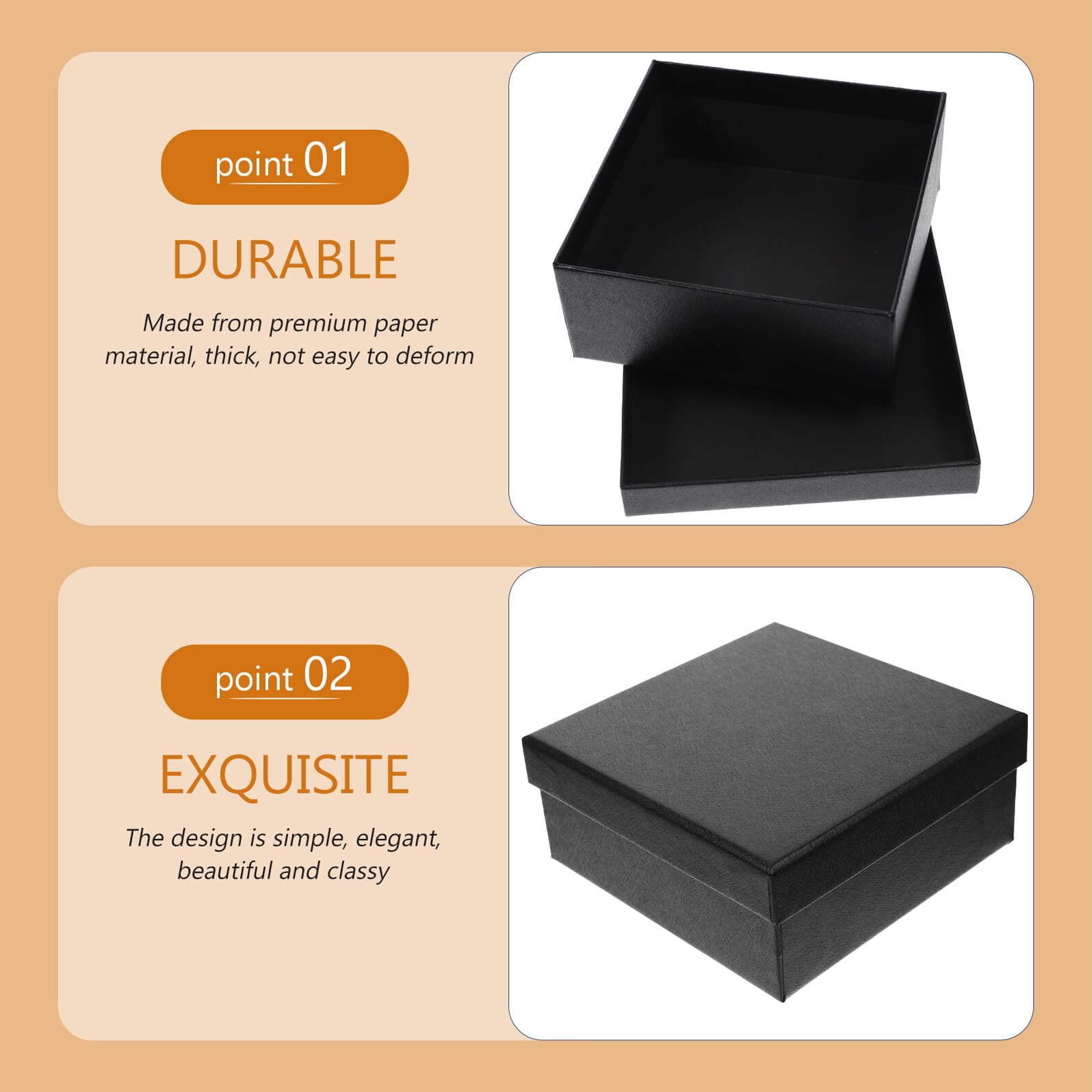 IWOWHERO 10 Stück Teiliges Schwarzes Geschenkbox Extra Dickem Stabilem Karton Quadratisch Vielseitig Verwendbar als Dekorative Hochzeit Verpackungskisten für Schmuck Süßigkeiten