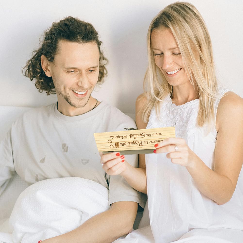 Scatola Dei Ricordi In Legno Con Lucchetto - Per Annunci Di Gravidanza - Regalo Per Marito E Nonni - Foto 5