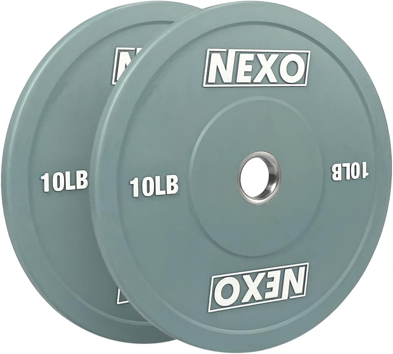 NEXO 10LB Rubber Bumper Plate Pair - Premium Matte Gray Finish 2x 10LB Cross Training Weight Plates