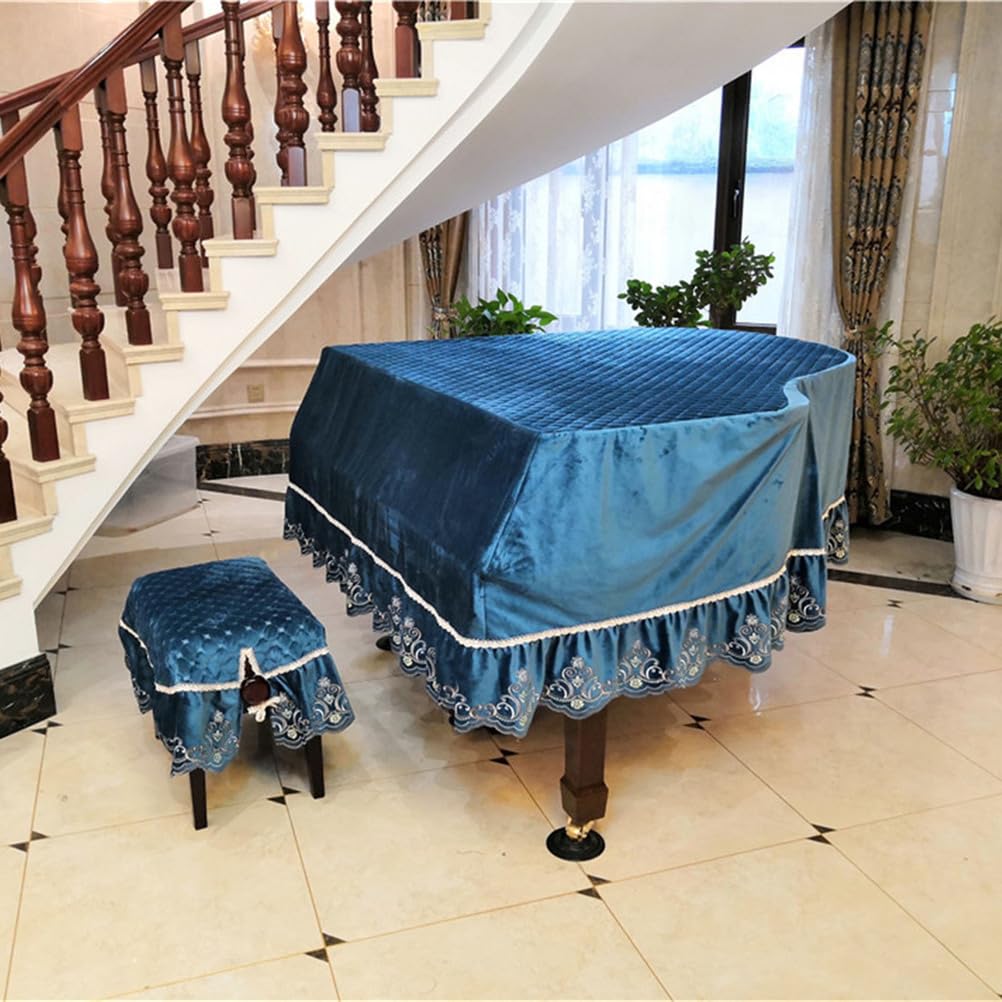 Copertura Antipolvere Personalizzata in Velluto di Lusso per Tastiera di Pianoforte a Coda, Copertura Protettiva Decorativa Antipolvere in Velluto Spesso per Pianoforte a Coda Completo, acce