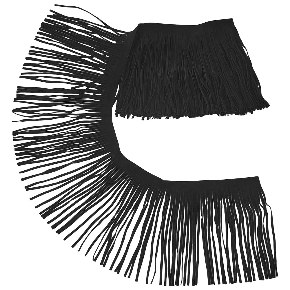 Photo 1 of GORGECRAFT 6 Inch Suede Tassel Trim - 2 Meters Black