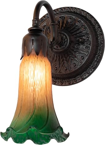 Meyda 5.5" Wide Amber/Green Tiffany Pond Lily Wall Sconce
