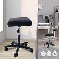 Vista 4 de Reposapiés de altura ajustable de 15.75 a 20 pulgadas con ruedas, reposapiés con bloqueo debajo de la mesa, taburete otomano ergonómico para oficina