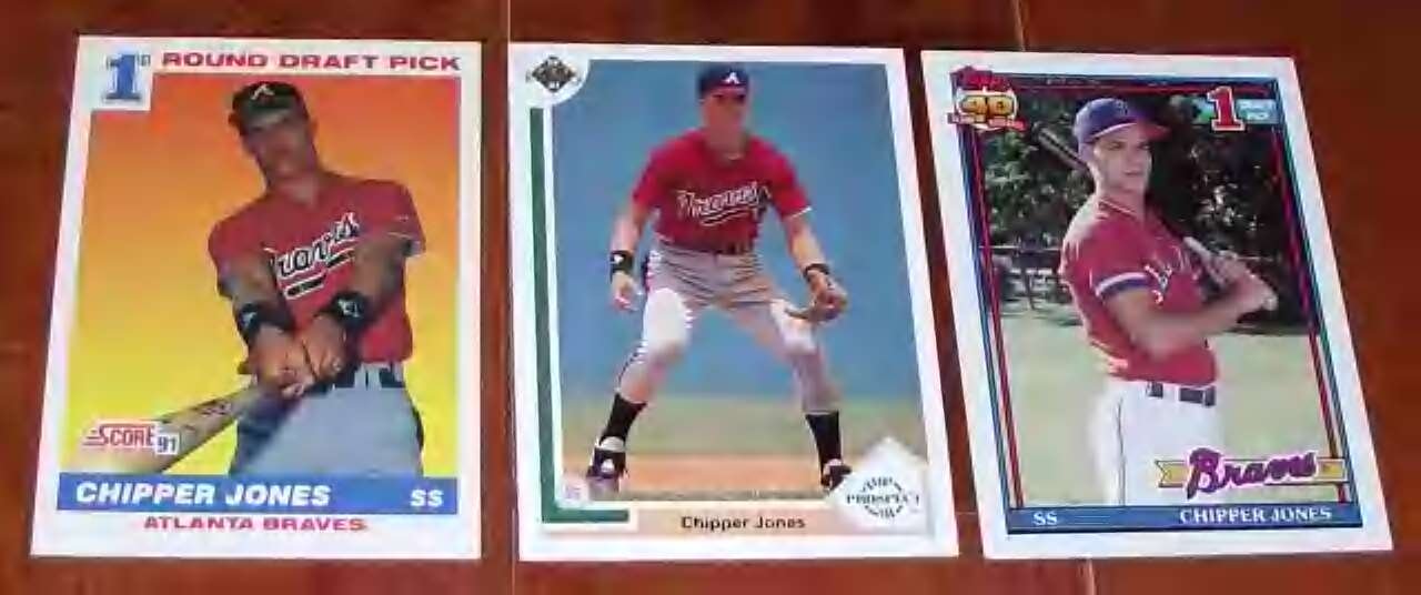 Lot of 3 1991 Chipper Jones Rookie Cards - Topps Upper Deck Score
