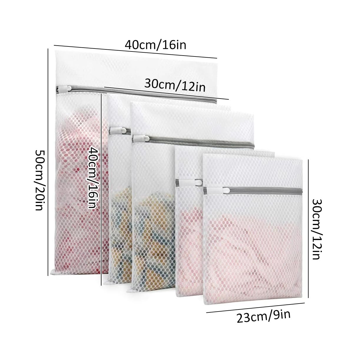 5Pcs Mesh Laundry Bags Lingerie Wash Bags with Heavy-Duty Zipper 3 Sizes Reusable Laundry Bag Portable Clothing Washing Bags for Underwear Blouse Pants Sweaters Bra and Baby Clothes