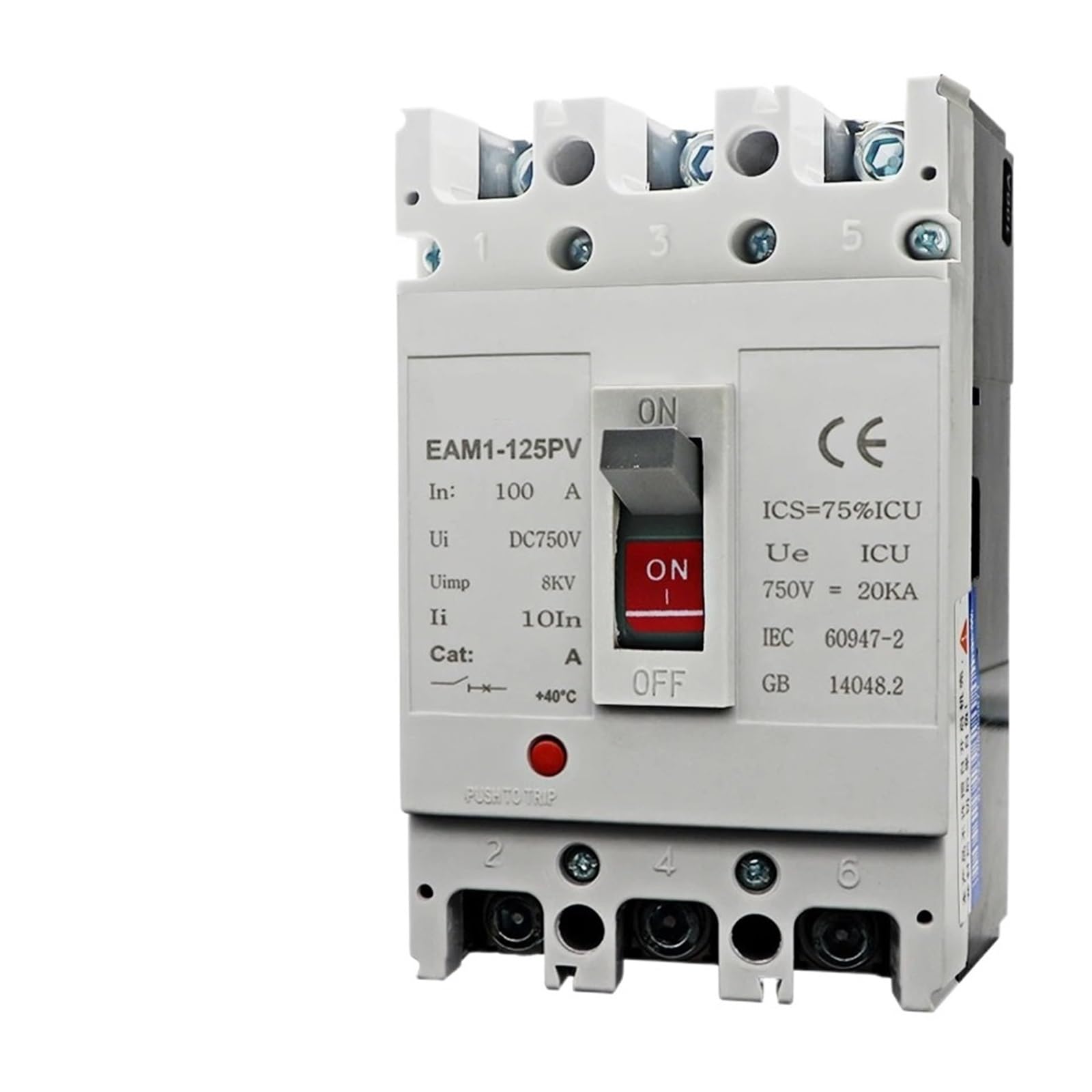 JNVFTCUX 3P DC750V 63-1250A DC Solar Plastic case Circuit Breaker MCCB Overload Protection Switch photovoltaic Protector(25v)