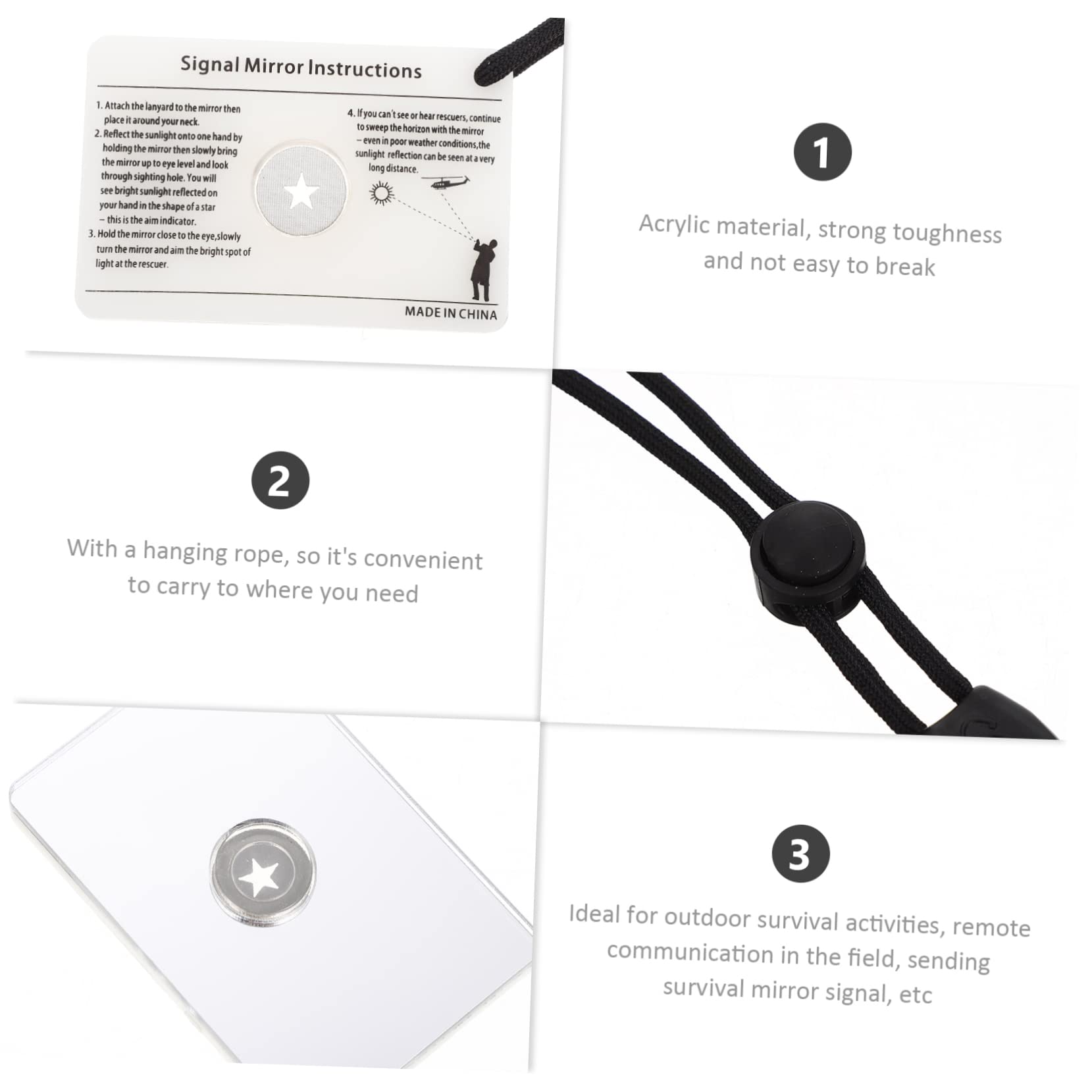 Happyyami Noctilucence Signal Mirror Portable Outdoor Emergency Mirror Durable Reflector for Camping Hiking and Survival Activities Lightweight Wear Resistant Design