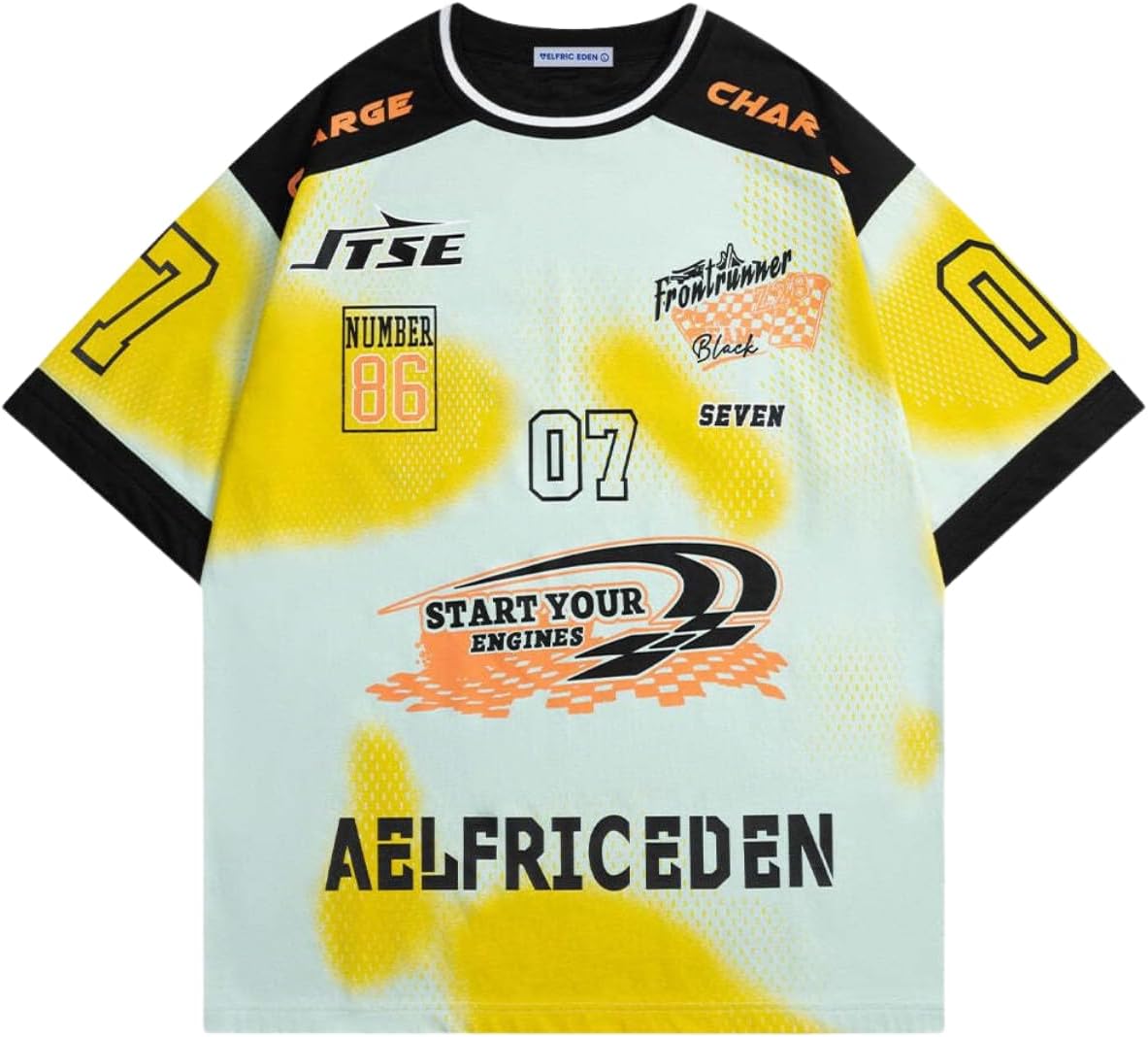 Aelfric Eden Oversized Contrast Color Jersey Shirts Graphic Tee Printed Casual Unisex Tshirts Streetwear Summer Top