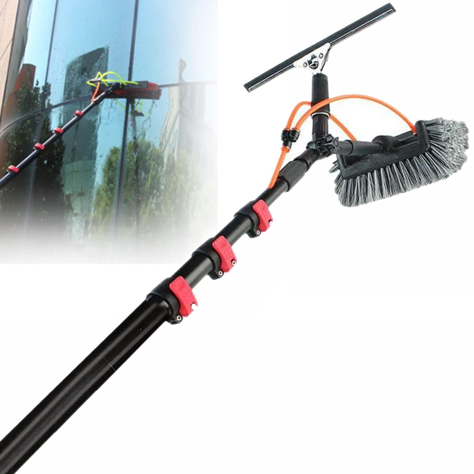 Aioneer Water Fed Pole Kit, Telescopic Window Cleaning Brush Aluminum Outdoor Window Cleaner, Outdoor/Indoor Window Glass Solar Panel Washing Kit,36Ft/10.8M-18FT/5.4M
