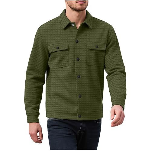 Fanteecy Men’s Casual Shirt Jacket Button Down Long Sleeve Shacket Lightweight Workwear Coat Outdoor Fall Winter Outerwear