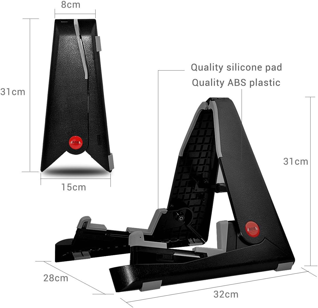 Guitar Bass Stand Portable Adjustable Folding Space Saving For Pro Bass Acoustic Electronic Guitar Stand Extendable Holding Arm Silicon Cushion, by LC Prime