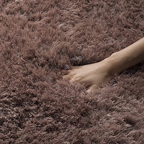 Image of A R Creations Anti Slip Fluffy Fur Plain Area Rug Made with Polyester and Microfiber for Home Office Kitchen Living Room Bedroom and DiningHall (6x9 Feet, Mouse