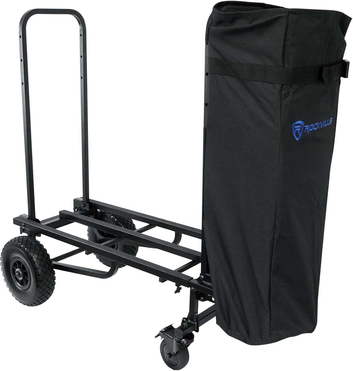 Rockville RockCart Pro Bundle: DJ Equipment Transport Roller Cart with 700 LB Capacity, Tripod Mic Speaker Stand Carry Bag, Heavy-Duty Mobile Cart for Events and Gigs, 2-Items