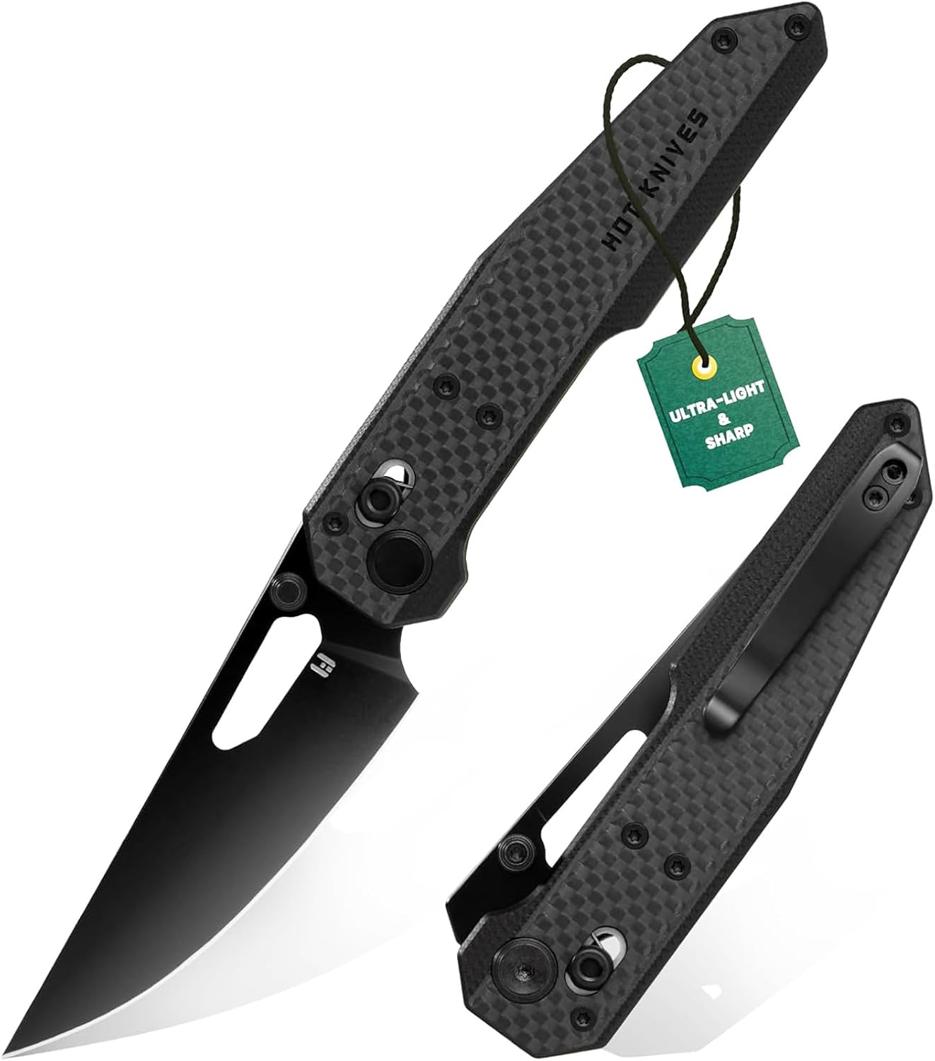 Carbon Fiber G10 with 14C28N metal Pocket Knife 3.6″, designed by NOC Knives, Axis-lock folding reducing instrument, Light-weight EDC Knife for Males Girls