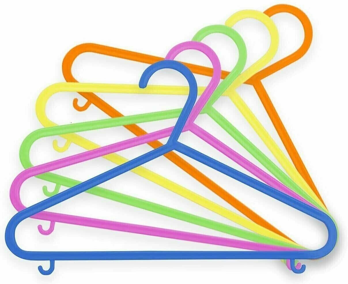 Maxperkx Multicolour 8Pcs Children Kids Plastic Tubular Multi Coloured Baby Toddler Non Slip Toddler Clothes Coat Hangers Set Extendable Nursery Children Coat Hangers With Space-Saving Stackable Hooks