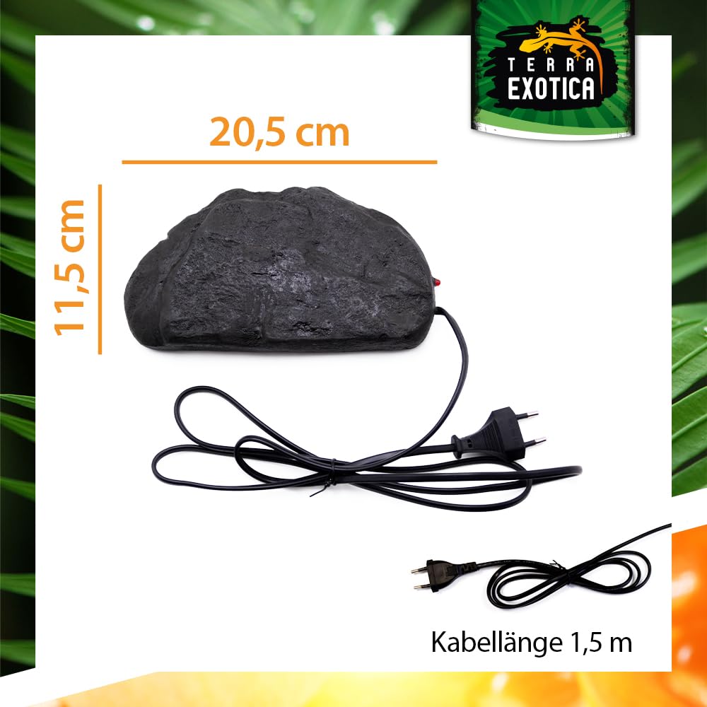 Terra Exotica Heat Rock medium - 12 Watt ca. 21x12 cm - Auswahl zwischen klein, mittel & groß - Heizstein als Heizung für Reptilien - dekorative Wärmeplatte für Ihr Terrarium - Terrarien Bodenheizung