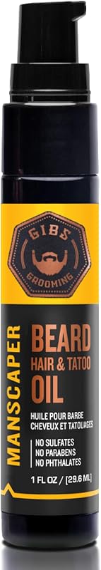 GIBS Beard, Hair & Tattoo Oil - Softens & Strengthens Beard Growth, Moisturizes Skin (4 Scents, 2 Sizes)