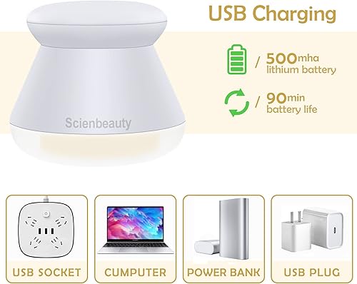 Miniatura 5 de Scienbeauty Afeitadora de tela recargable, removedor de pelusa eléctrico con luz, afeitadora de suéter con 6 cuchillas de acero inoxidable, doble