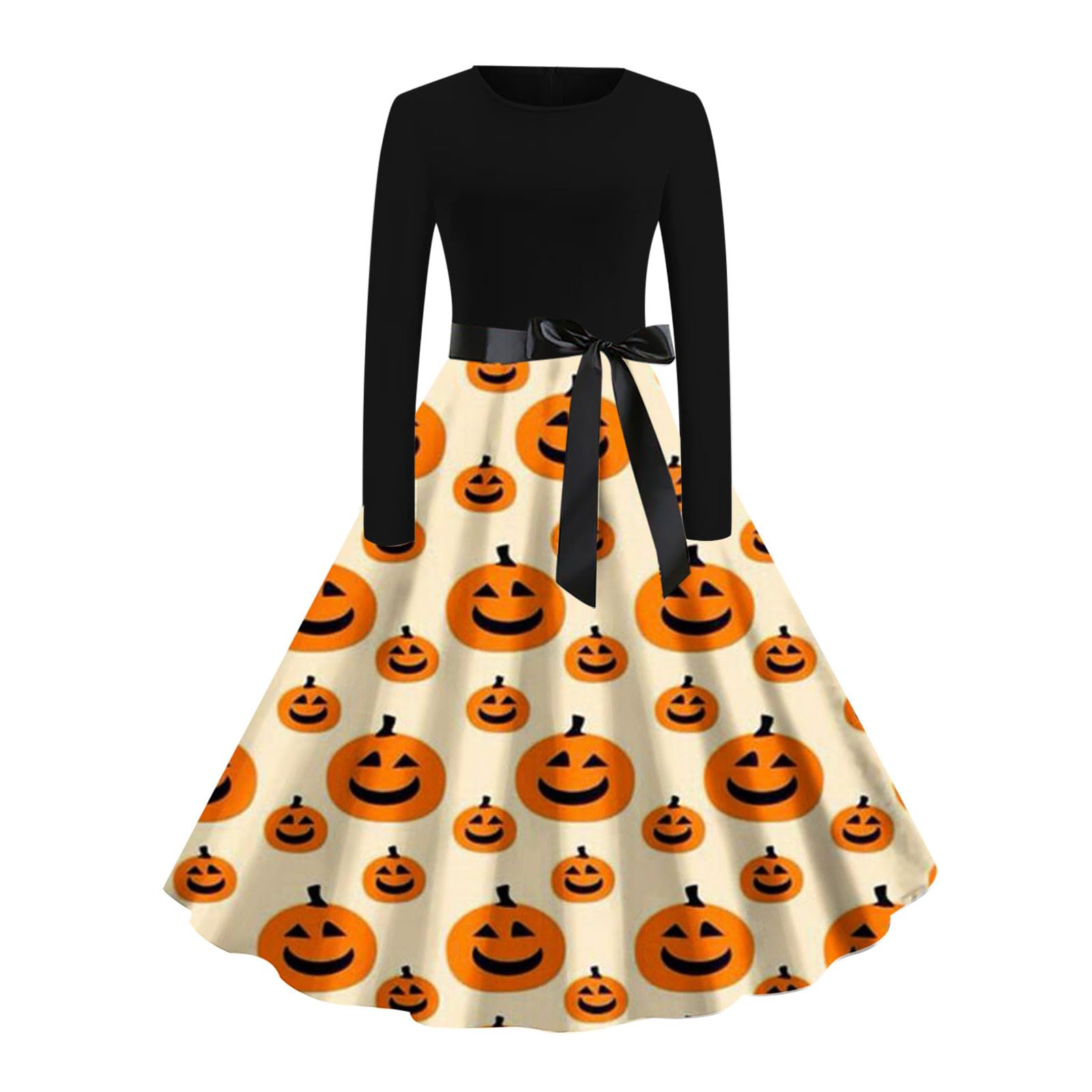 Women's Dresses Tops,Halloween Elements Printed Naughty Dresses,Casual Long Sleeve Tops,Cute V-Neck Holiday Dresses