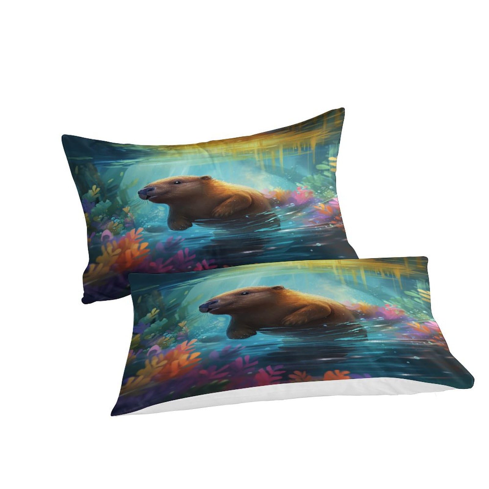 Lontra 3 Pezzi Copripiumino Motivo Per Bambini Adulto Set Biancheria Singolo,Matrimoniale Lontra Copripiumino,Anti-acaro Con Chiusura A Cerniera Facile Da Pulire Grande（220x240cm）
