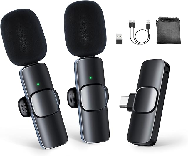 Moman Bezprzewodowy mikrofon Lavalier, CP1X (C) 2,4 GHz Type-C &USB 2TX&1RX mikrofon wtykowy do telefonów z systemem Android, tabletów, Vlogów, streamingu na żywo, Tiktok, bezprzewodowy mikrofon