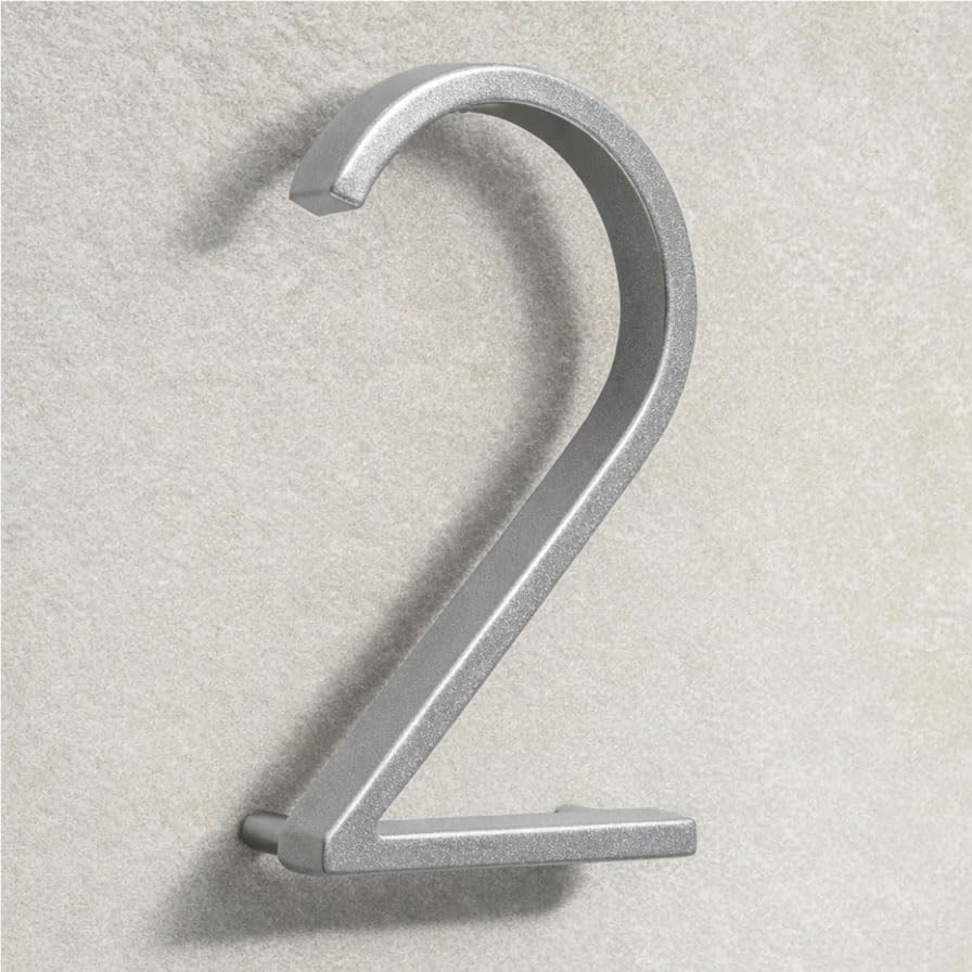 House Signs Direct Floating 3D Metal House Number, 5 Inch, Silver, Number 2