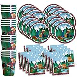 Lumberjack Birthday Party Supplies Set Plates Napkins Cups Tableware Kit for 16