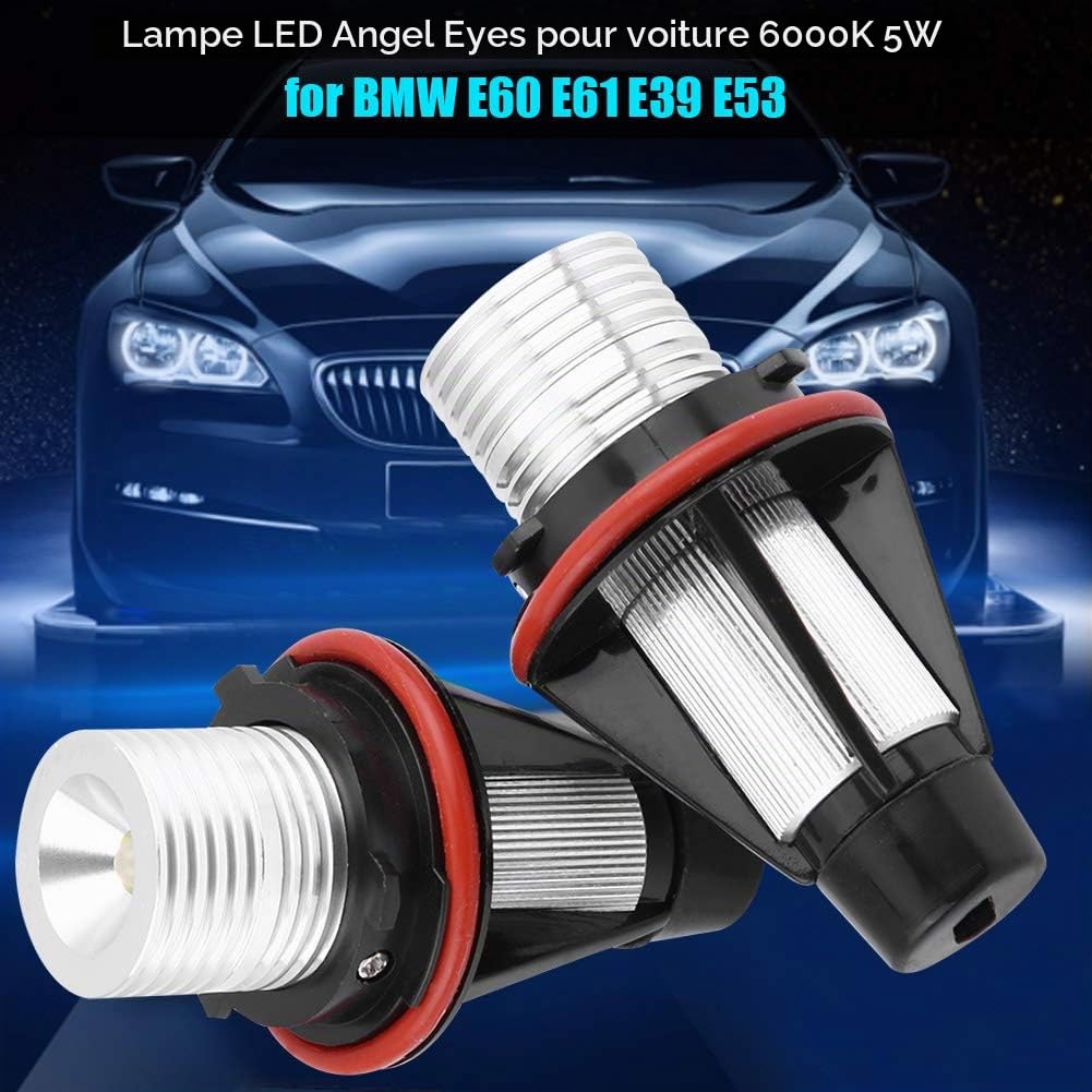 Ampoule E60 Angel Eye, pour BMW Angel Eyes 2pcs Voiture Lumineuse 6000K 5W Angel Eyes LED Lampe pour E60 E61 E39 E53 pour BMW E60 Ampoule Angel Eye